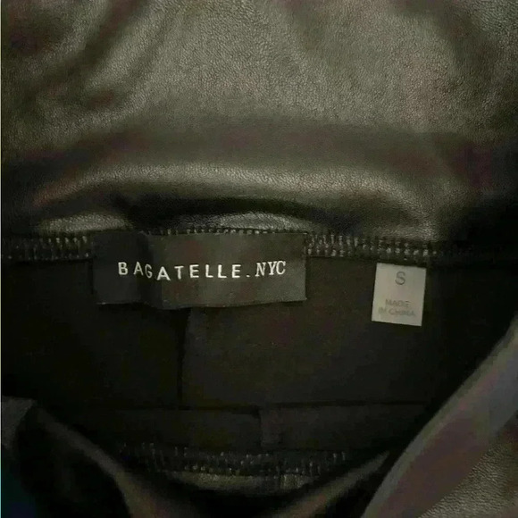 $169 Bagatelle NYC Women's Black Faux Leather Pull On Stretch Leggings Size S - Picture 4 of 5